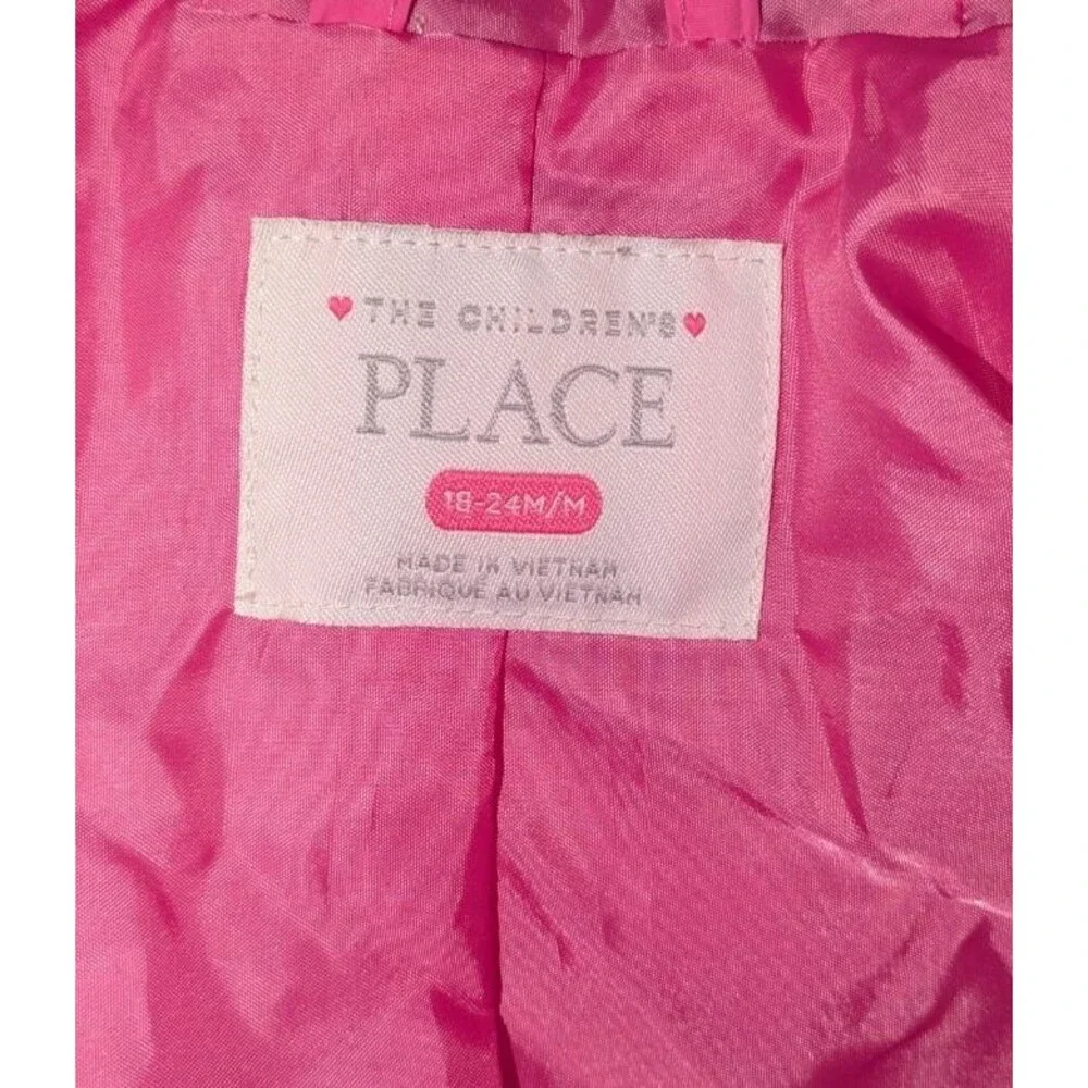 The Children's Place Puffer Jacket 18 24 Month Girl's Pink Hooded Pockets Zipper